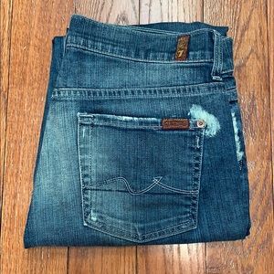 7 For all Mankind crop boy cut distressed jeans